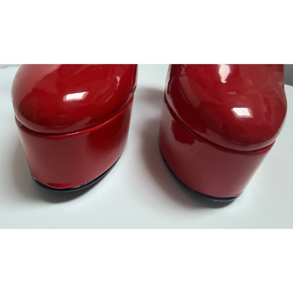 LN Divine Follie Red Patent Leather Platform Pumps Made in Italy Ankle Strap 37 - Picture 5 of 9